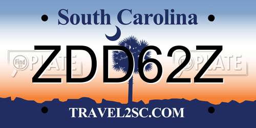 ZDD62Z South Carolina License Plate