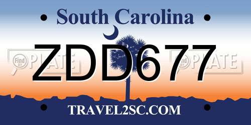 ZDD677 South Carolina License Plate