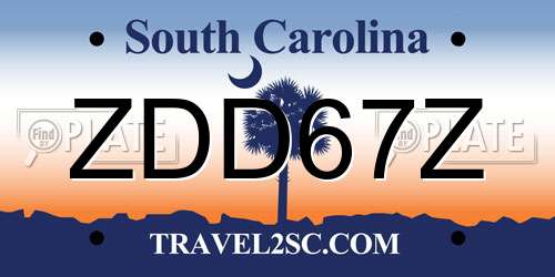 ZDD67Z South Carolina License Plate