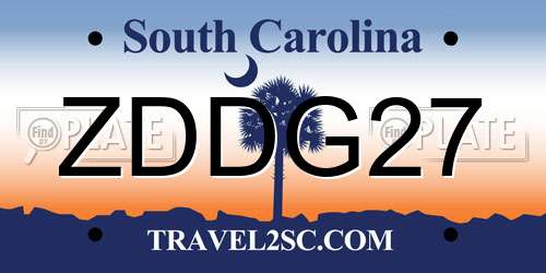 ZDDG27 South Carolina License Plate