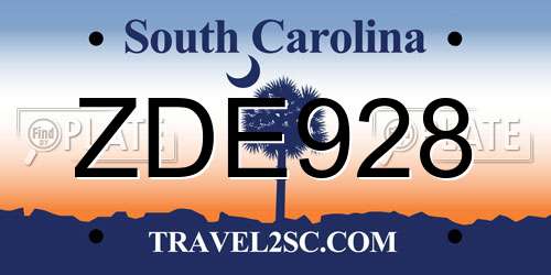 ZDE928 South Carolina License Plate