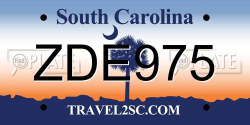 ZDE975 South Carolina License Plate