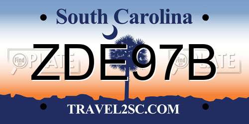 ZDE97B South Carolina License Plate