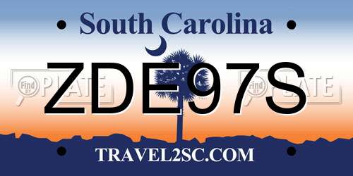 ZDE97S South Carolina License Plate