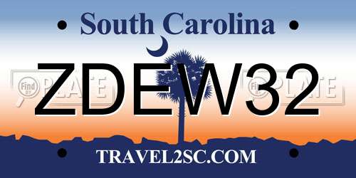 ZDEW32 South Carolina License Plate
