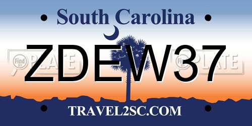 ZDEW37 South Carolina License Plate