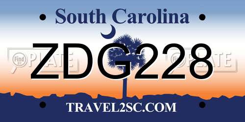 ZDG228 South Carolina License Plate