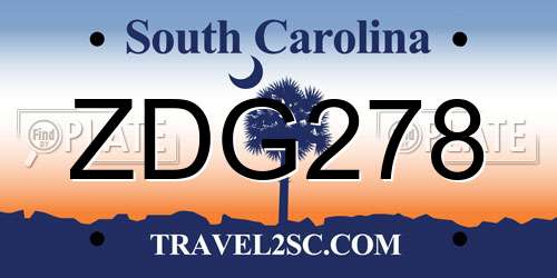 ZDG278 South Carolina License Plate