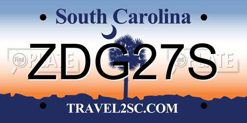 ZDG27S South Carolina License Plate