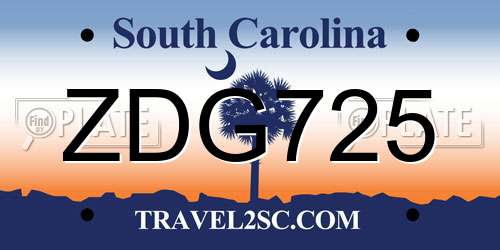 ZDG725 South Carolina License Plate