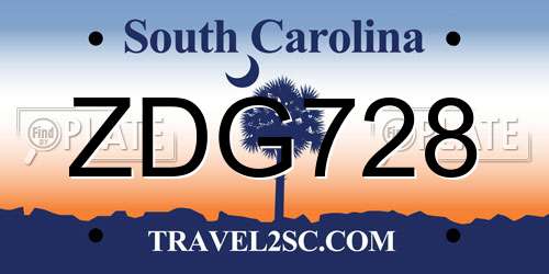 ZDG728 South Carolina License Plate