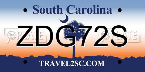 ZDG72S South Carolina License Plate