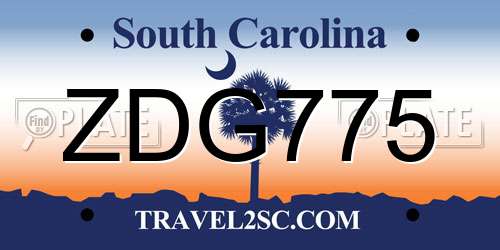 ZDG775 South Carolina License Plate