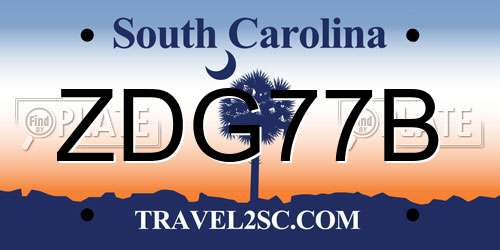ZDG77B South Carolina License Plate