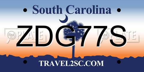 ZDG77S South Carolina License Plate