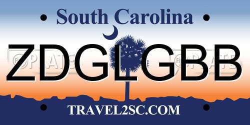ZDGLGBB South Carolina License Plate