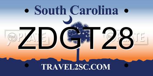 ZDGT28 South Carolina License Plate