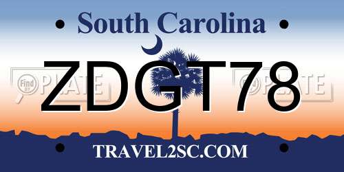 ZDGT78 South Carolina License Plate