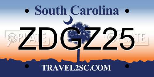 ZDGZ25 South Carolina License Plate