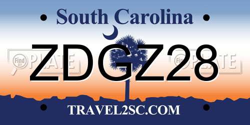 ZDGZ28 South Carolina License Plate