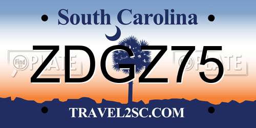 ZDGZ75 South Carolina License Plate