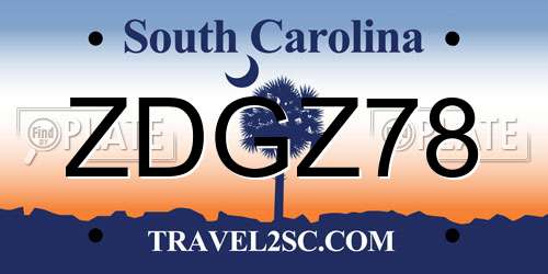 ZDGZ78 South Carolina License Plate