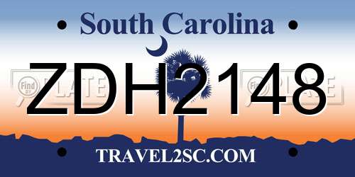 ZDH2148 South Carolina License Plate
