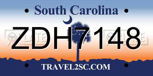 ZDH7148 South Carolina License Plate