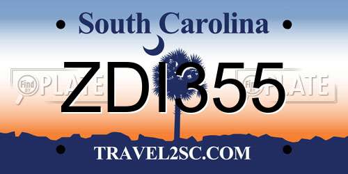ZDI355 South Carolina License Plate