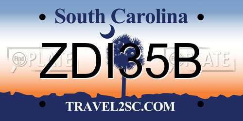 ZDI35B South Carolina License Plate