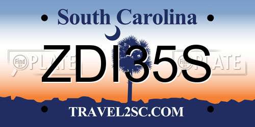 ZDI35S South Carolina License Plate