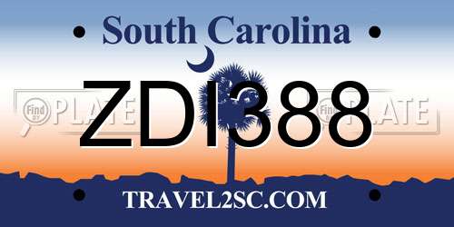 ZDI388 South Carolina License Plate