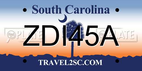 ZDI45A South Carolina License Plate