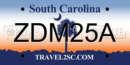 ZDM25A South Carolina License Plate