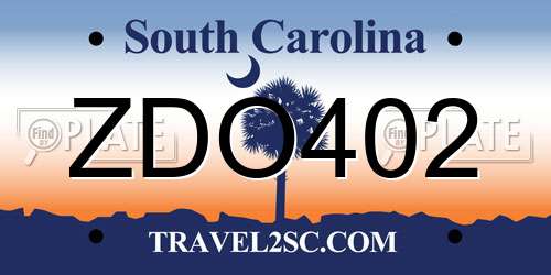 ZDO402 South Carolina License Plate