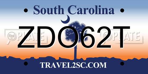 ZDO62T South Carolina License Plate