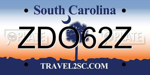 ZDO62Z South Carolina License Plate