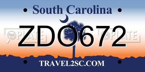 ZDO672 South Carolina License Plate