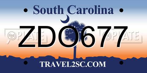 ZDO677 South Carolina License Plate