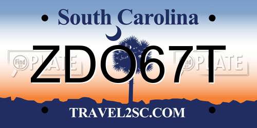 ZDO67T South Carolina License Plate