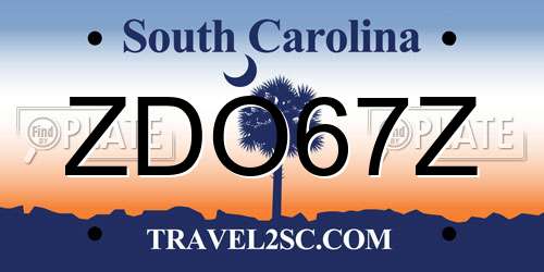ZDO67Z South Carolina License Plate