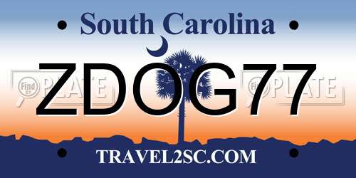ZDOG77 South Carolina License Plate