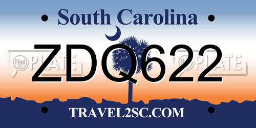 ZDQ622 South Carolina License Plate