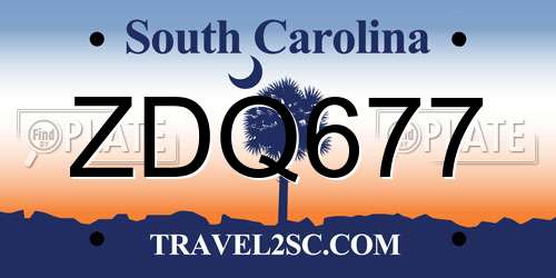 ZDQ677 South Carolina License Plate