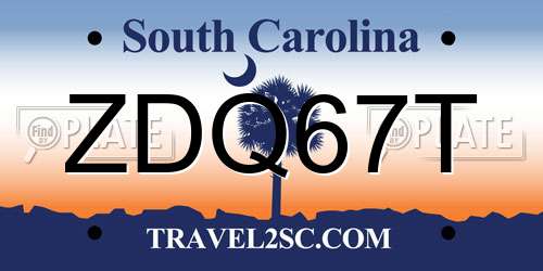 ZDQ67T South Carolina License Plate