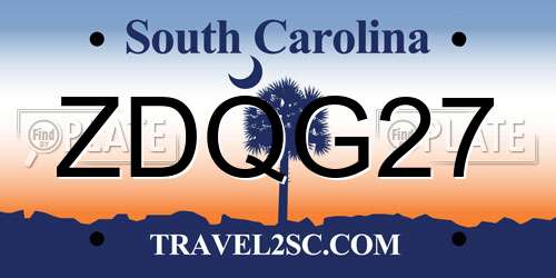 ZDQG27 South Carolina License Plate