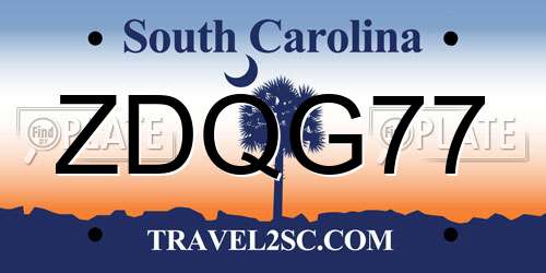 ZDQG77 South Carolina License Plate