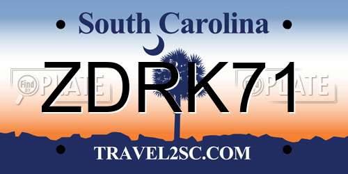 ZDRK71 South Carolina License Plate