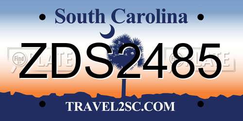 ZDS2485 South Carolina License Plate