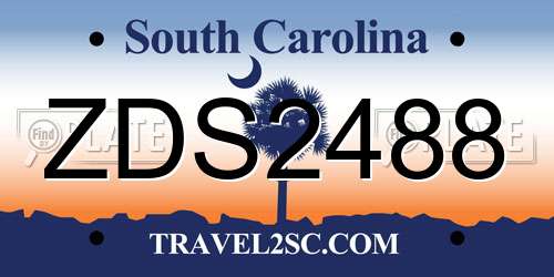 ZDS2488 South Carolina License Plate